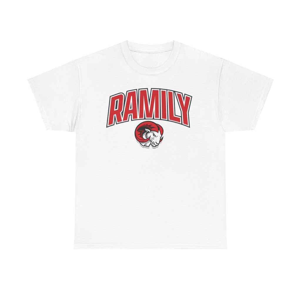Ramily Mascot Tee — Red College-Style Graphic Shirt