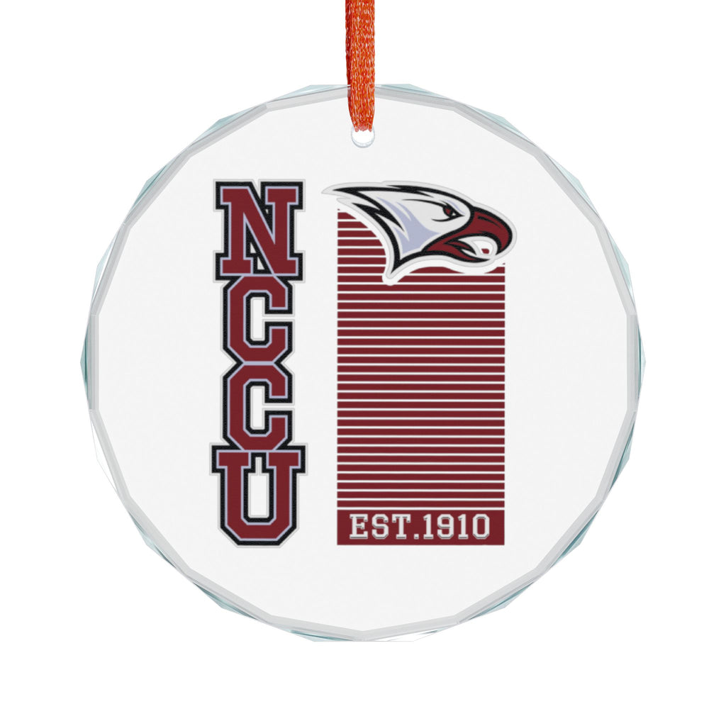 NCCU Glass Ornament — Eagle Logo Holiday Tree Decoration (Est. 1910)