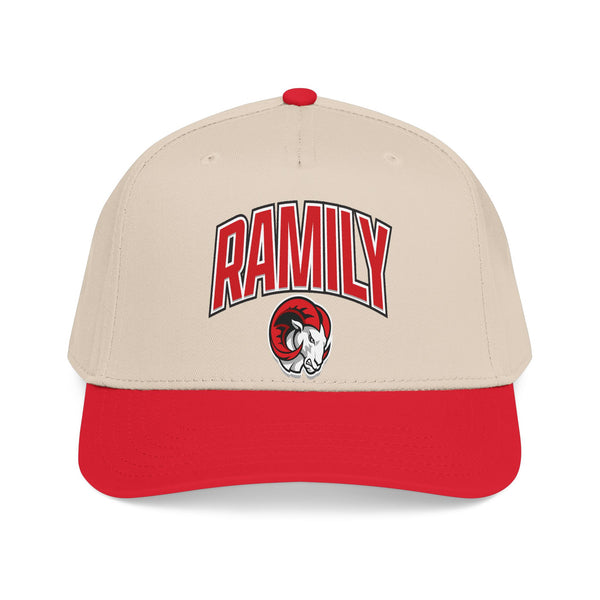Ramily Logo Baseball Cap — Red Ram Mascot Mid-Profile Hat