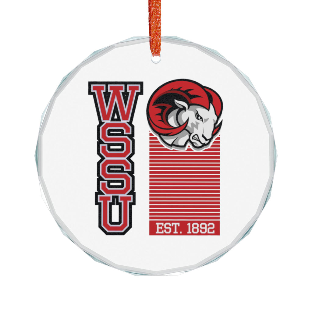 WSSU Ram Glass Ornament — College Mascot Holiday Decoration