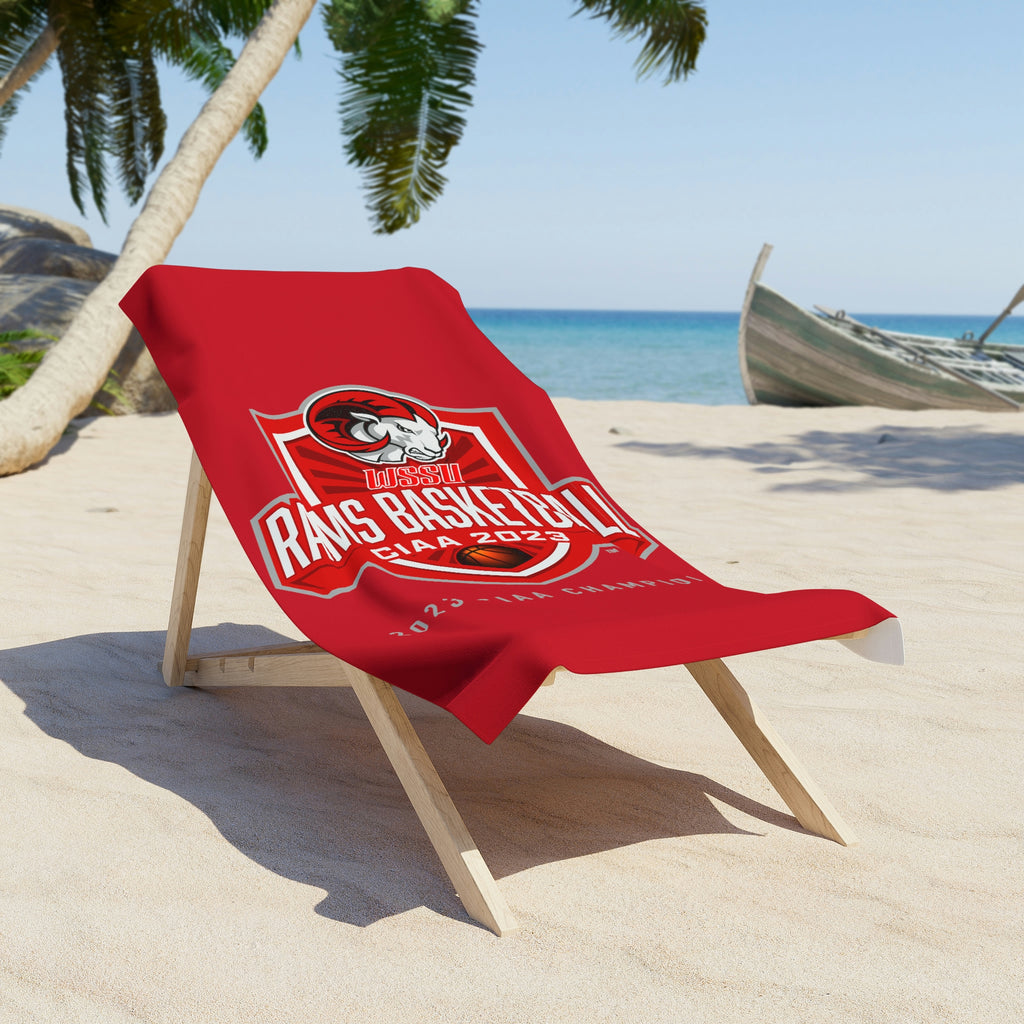 CIAA 2023 WSSU MENS BASKETBALL CHAMPS COMMEMORATIVE RED BEACH TOWEL